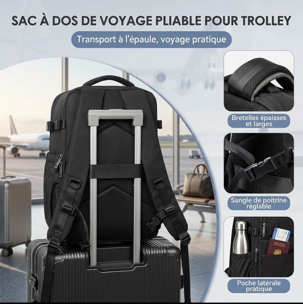 Sac à Dos de Voyage Compressible 65L – Grande Capacité